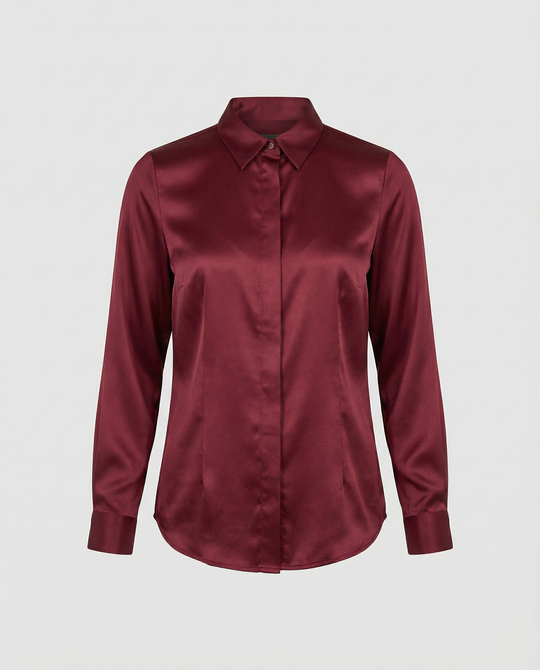Damen Satin-Bluse mit klassischem Kragen