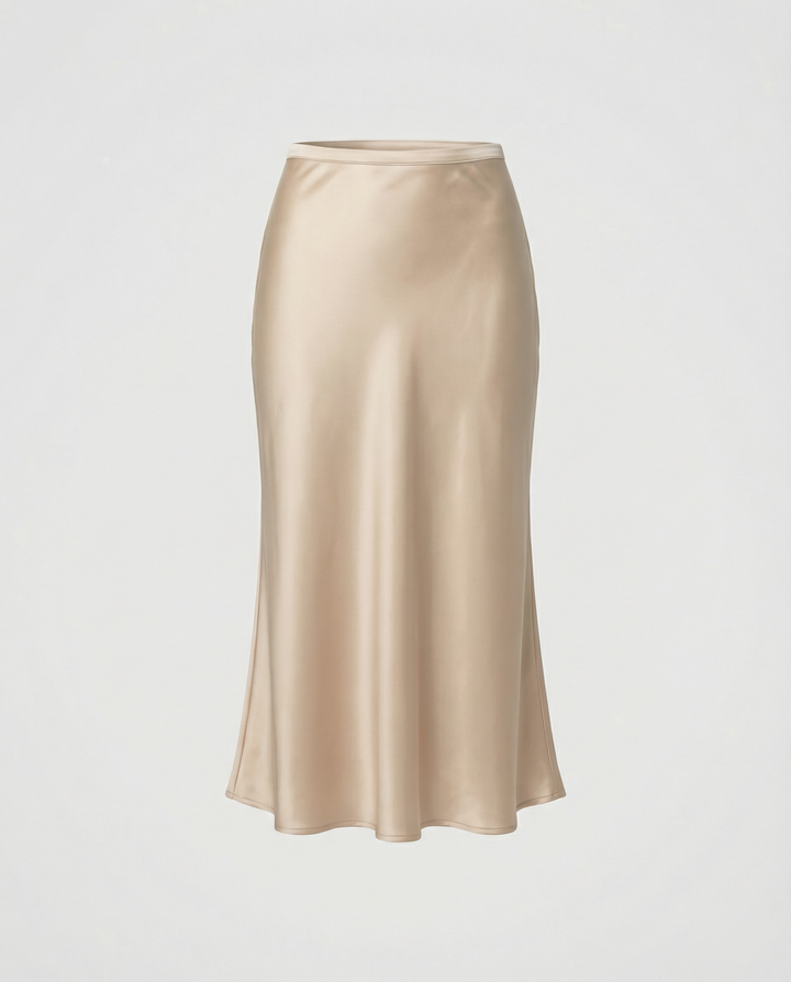 Damen eleganter Midirock mit sanftem Schnitt und hohem Bund