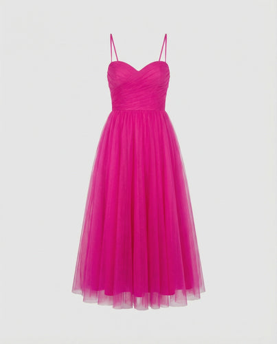 Damen Tüll Maxikleid mit Herz Ausschnitt - Arvani