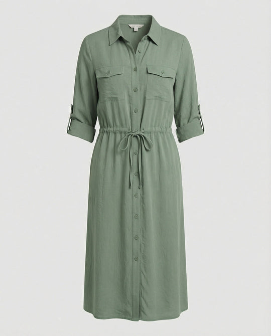 Damen Hemdblusenkleid mit Kordelzug