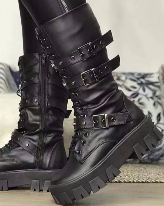 Stiefel Mit Reißverschluss Und Schnallen - Vittorelli