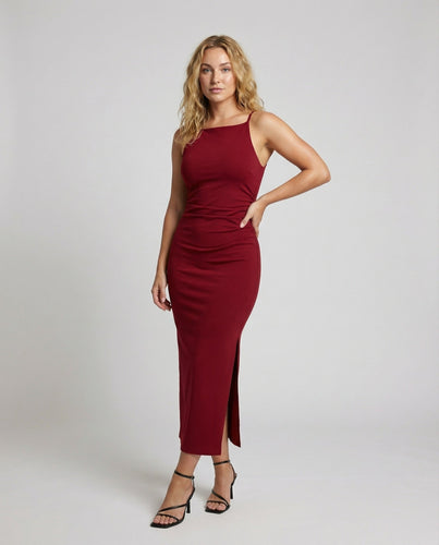 Damen Ärmellose Figurbetonte Jersey Maxikleid