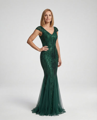 Damen Abendkleid Meerjungfrau Pailletten