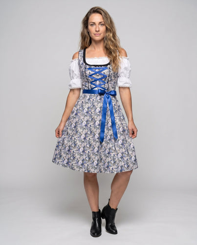 Damen Dirndlkleid mit floralem Design und raffiniertem Taillengürtel Nord Taschen