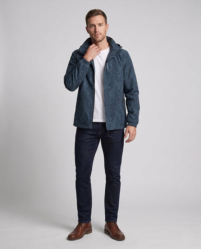 Herren Leichte Hoodie Jacke mit Subtilem Blattdruck und Winddichter Softshell-Außenlage Nord Taschen