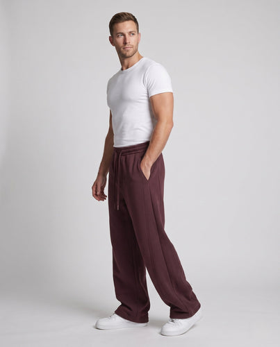 Unisex Weite Oversize Fleece-Hose mit Kordelzug und dekorativen Teilungsnähten