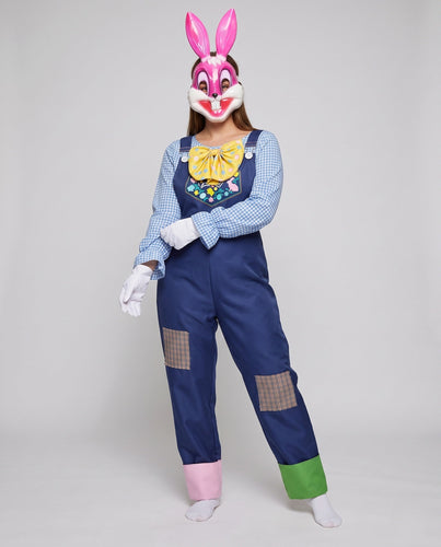 Damen Kostüm für Karneval mit Hasenmaske und Latzhose Nord Taschen