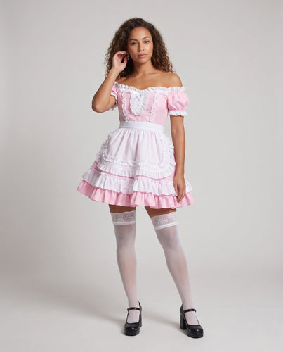 Damen Rüschenkleid mit schulterfreiem Design und mehrlagigen Akzenten Nord Taschen