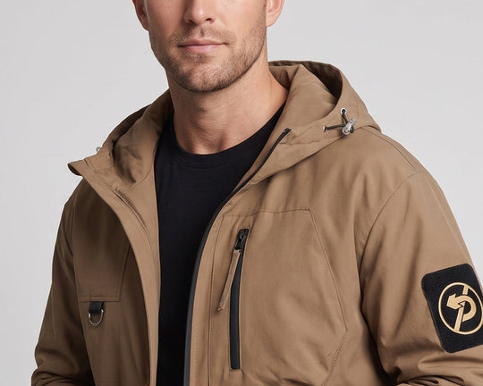 Herren Wasserabweisende Softshell-Utility-Jacke mit Kapuze, Reißverschlusstaschen & Kordelzug Nord Taschen