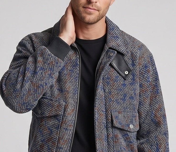 Herren Strukturiertes Overshirt‑Bomberjacke mit Rippbündchen & aufgesetzten Pattentaschen Nord Taschen