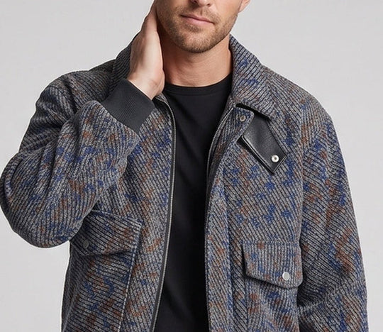 Herren Strukturiertes Overshirt‑Bomberjacke mit Rippbündchen & aufgesetzten Pattentaschen Nord Taschen