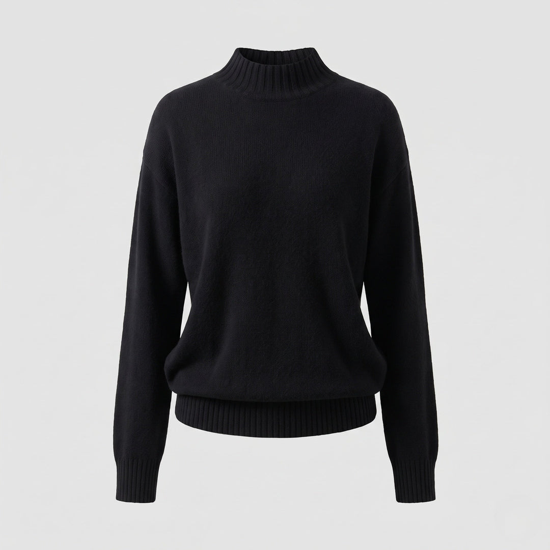 Damen Feiner Kaschmir‑Look Stehkragenpullover mit überschnittener Schulter Nord Taschen