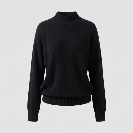 Damen Feiner Kaschmir‑Look Stehkragenpullover mit überschnittener Schulter Nord Taschen