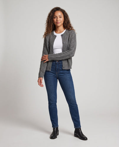 Damen Boxy-Zopfstrick-Cardigan mit Raglanärmeln und angoraähnlicher Haptik Nord Taschen