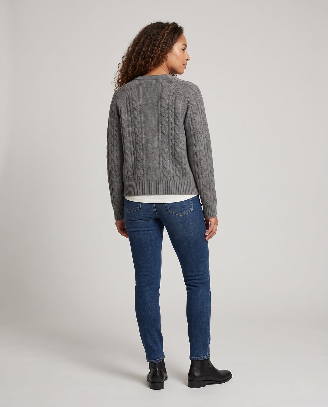 Damen Boxy-Zopfstrick-Cardigan mit Raglanärmeln und angoraähnlicher Haptik Nord Taschen