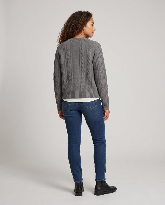 Damen Boxy-Zopfstrick-Cardigan mit Raglanärmeln und angoraähnlicher Haptik Nord Taschen