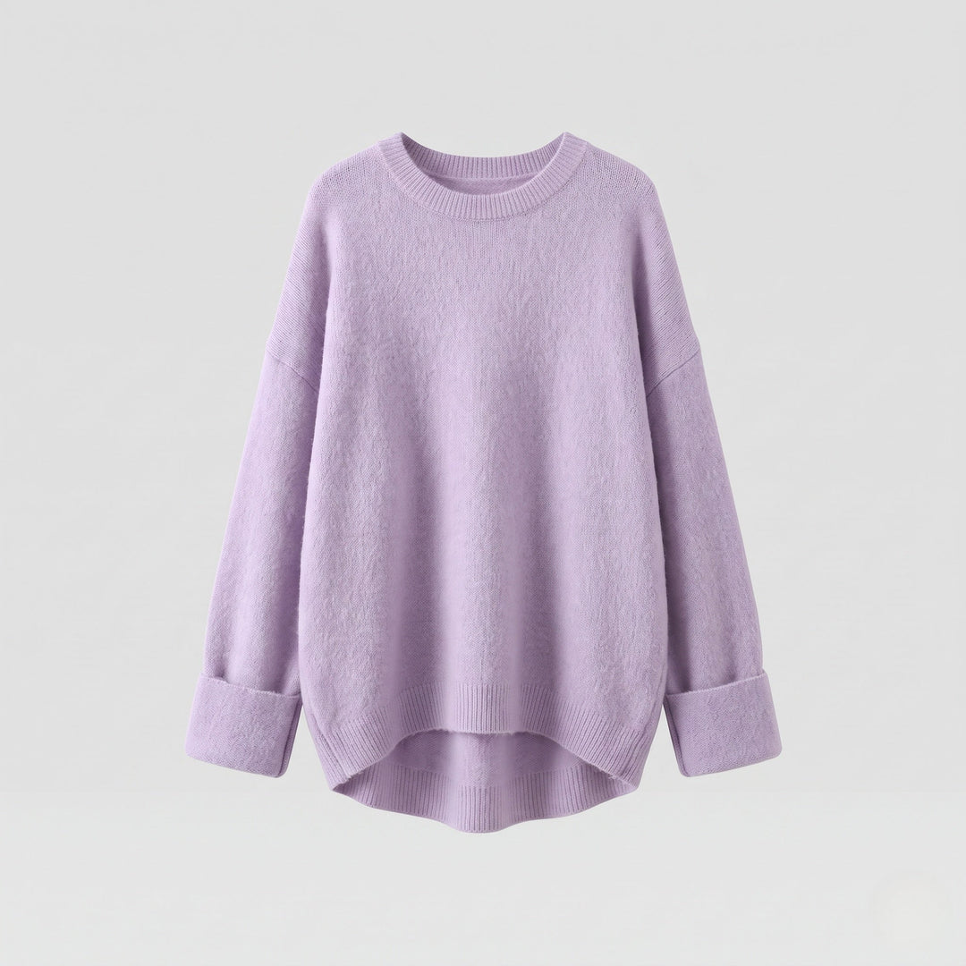 Damen Oversize Longpullover im Mohair‑Look mit Rundhals, überschnittener Schulter und seitlichem Schlitz Nord Taschen