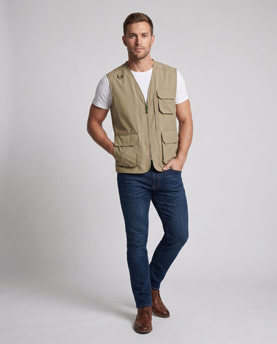 Herren Taktik-inspirierte Cargo-Weste mit Leichtnylon, Mehrfachklappentaschen und D-Ring Nord Taschen
