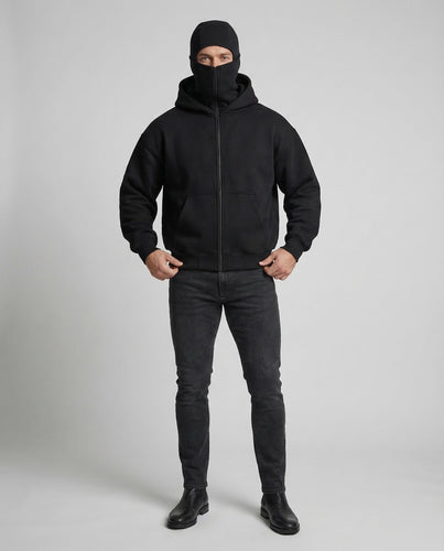 Unisex Sweat Kapuzenjacke mit Reißverschluss und Kängurutasche