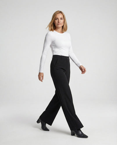 Damen Palazzo Hose High Waist mit Bügelfalte