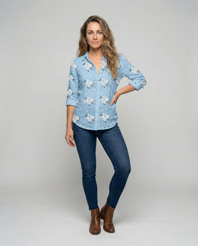 Damen legere Musselin-Hemdbluse.