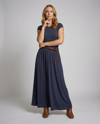 Damen lässiges Jersey-T-Shirt-Maxikleid