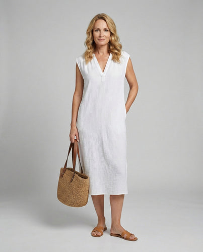 Damen Maxikleid Sommer A-Linie V-Ausschnitt