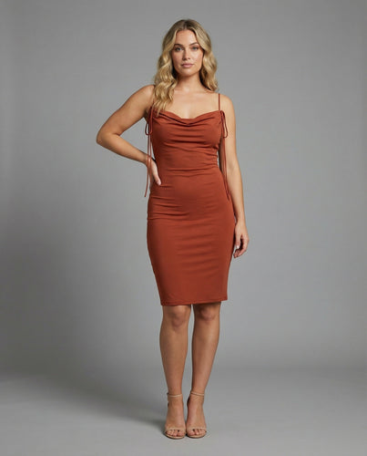 Damen Lurex Midikleid mit Wasserfall-Ausschnitt