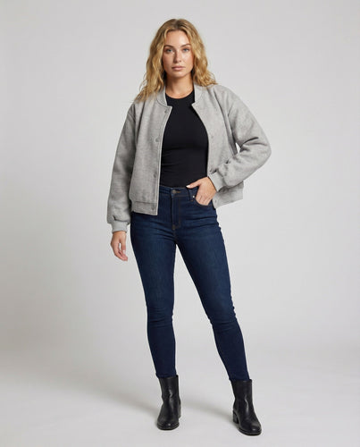 Damen Wollmix-Collegejacke im weiten Schnitt