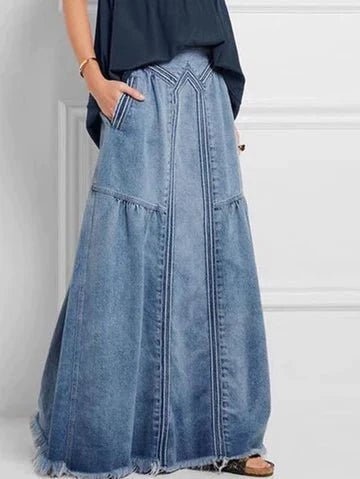 Lange Denimrock mit Elastischem Bund - Arvani