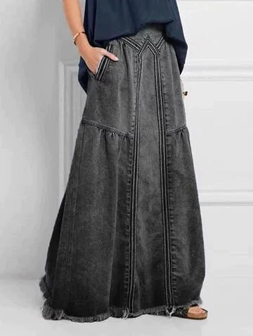 Lange Denimrock mit Elastischem Bund - Arvani