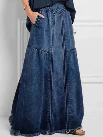 Lange Denimrock mit Elastischem Bund - Arvani