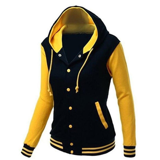 Lässige Langärmelig Kapuze Jacke mit Knöpfen