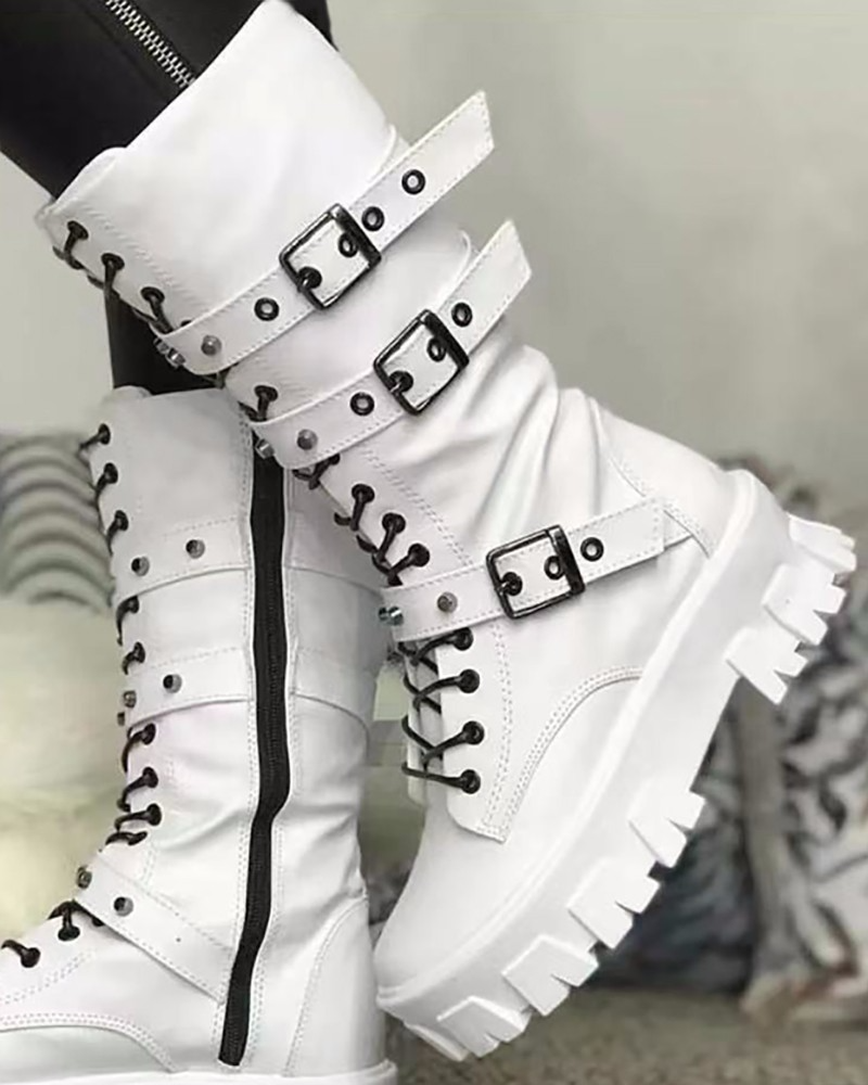 Stiefel Mit Reißverschluss Und Schnallen - Vittorelli