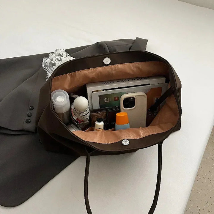 Nord Taschen | Große Wildleder-Schultertasche, Damen-Arbeits-Tote-Bag mit Bindungsdetail