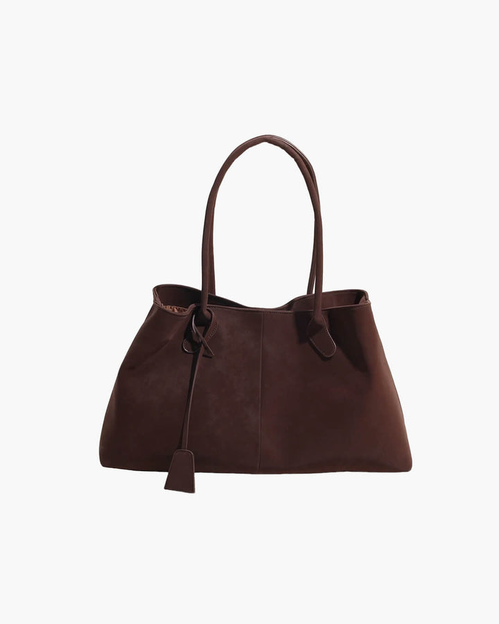 Nord Taschen | Große Wildleder-Schultertasche, Damen-Arbeits-Tote-Bag mit Bindungsdetail