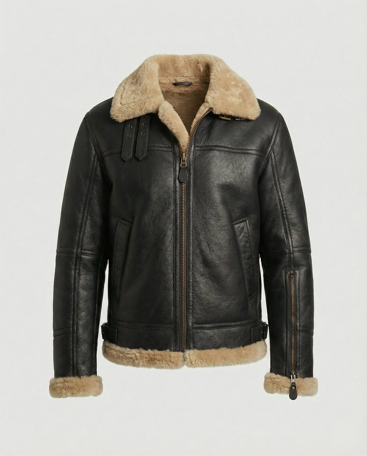 Luxus Lammfell Pilotjacke