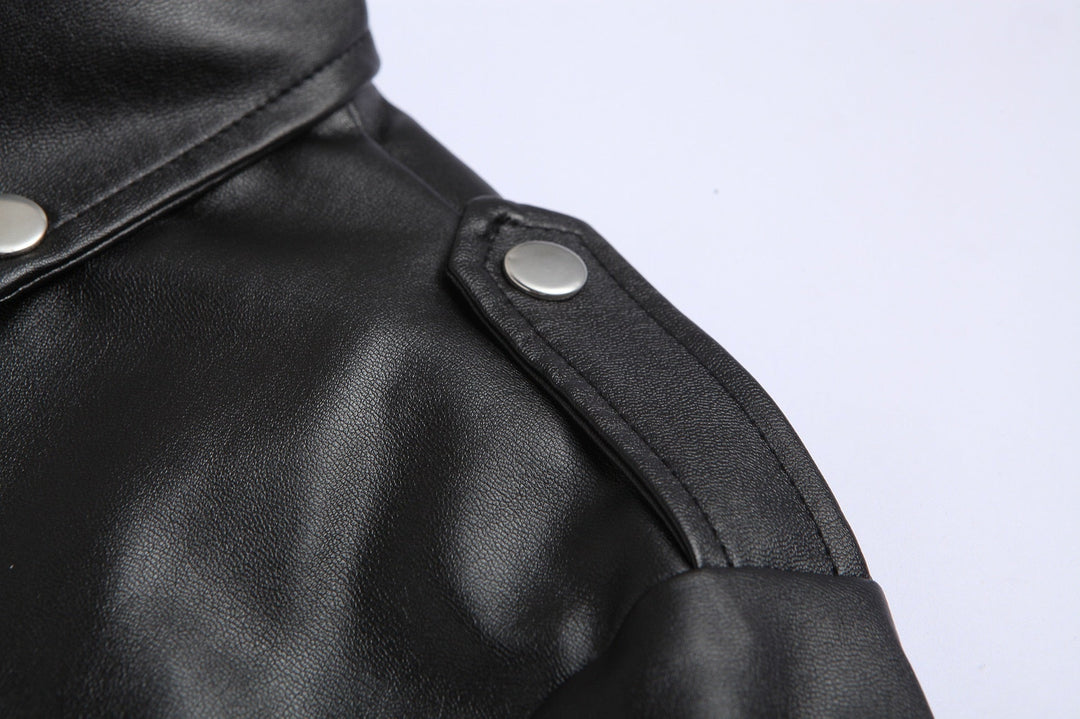 Slim Fit Leder Motorradjacke für Herren mit Stehkragen - Arvani