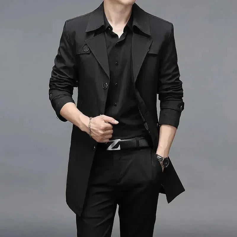 Slim Fit Einreiher Herren Trenchcoat - Arvani