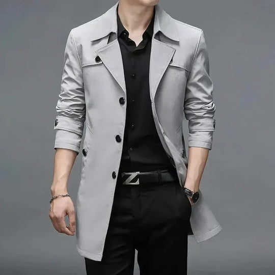 Slim Fit Einreiher Herren Trenchcoat - Arvani