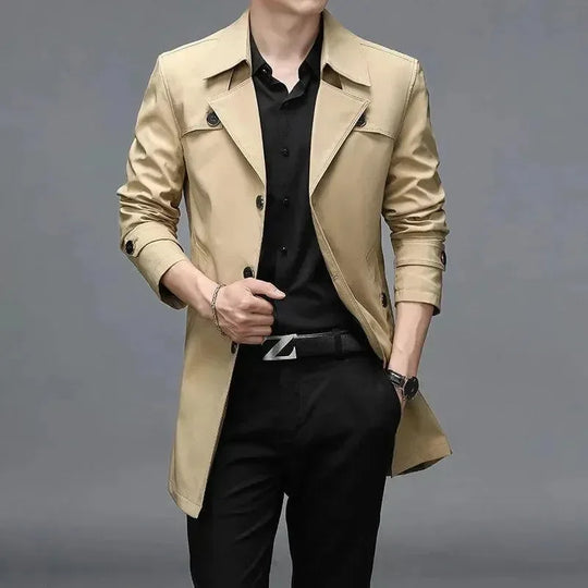 Slim Fit Einreiher Herren Trenchcoat - Arvani