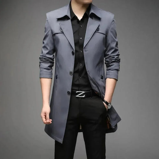 Slim Fit Einreiher Herren Trenchcoat - Arvani