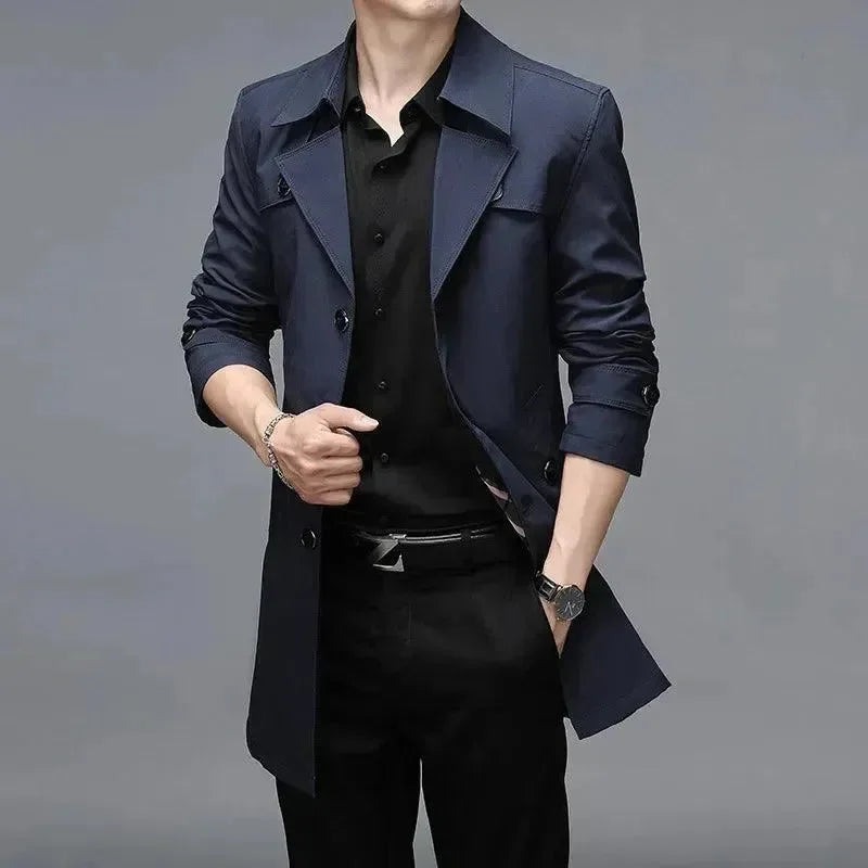 Slim Fit Einreiher Herren Trenchcoat - Arvani