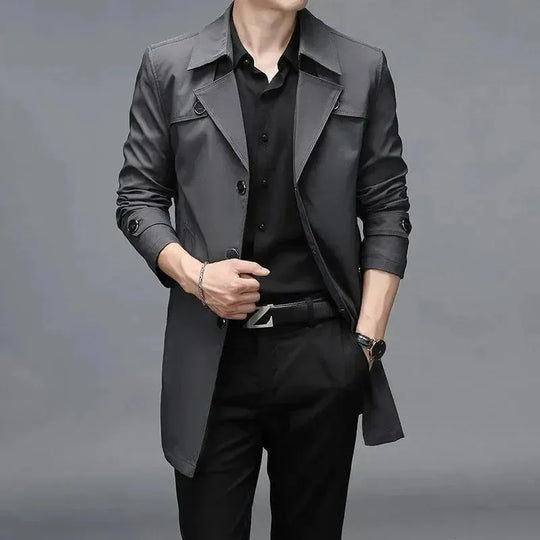 Slim Fit Einreiher Herren Trenchcoat - Arvani