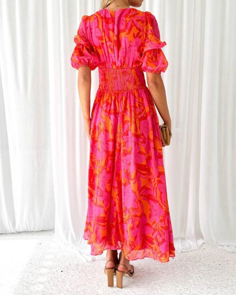 Elegante Maxikleid In Rot Rosa - Arvani