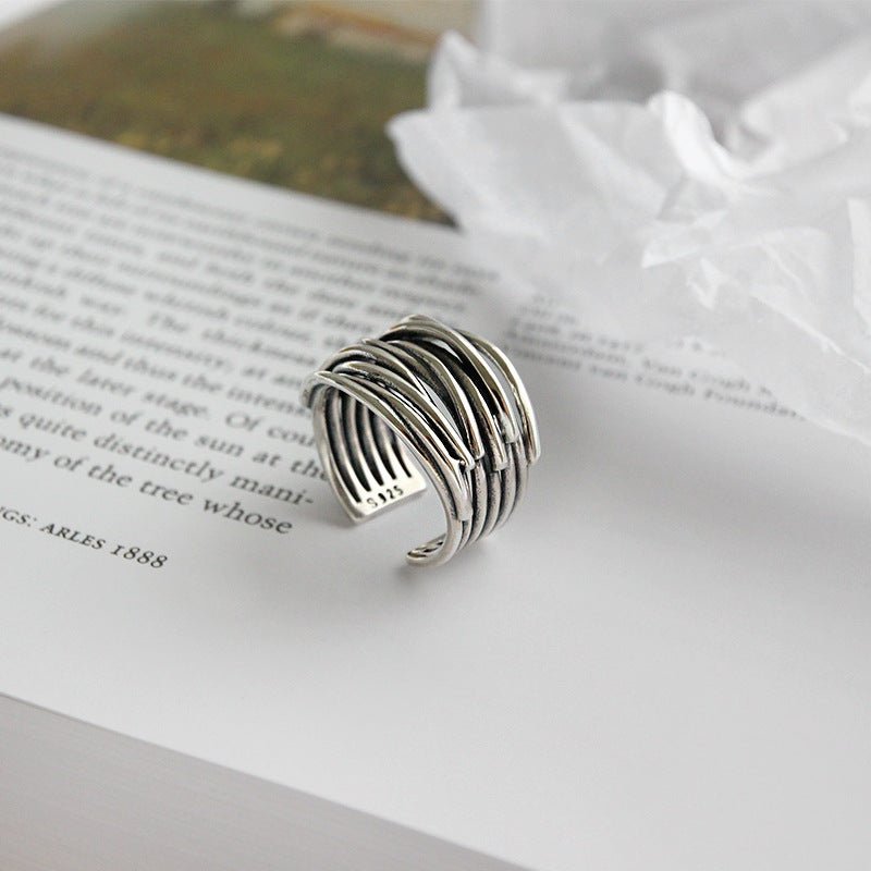 Silber Verstellbarer Ring In Lagen