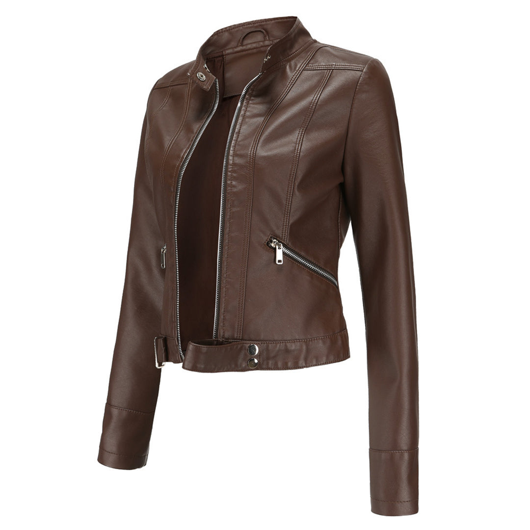 Stilvolle Damen Lederjacke Im Klassischen Design