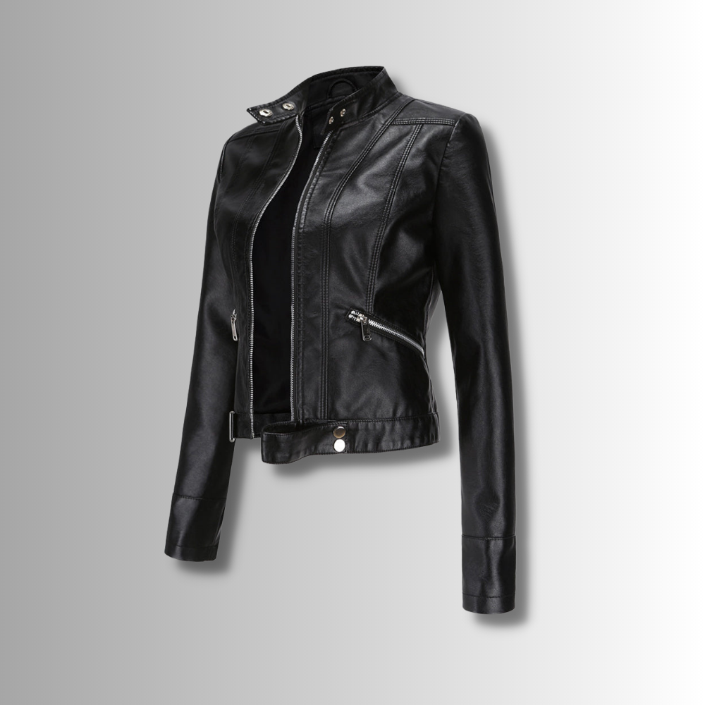 Stilvolle Damen Lederjacke Im Klassischen Design