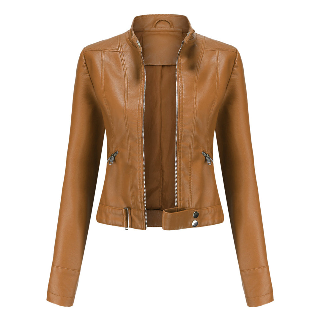 Stilvolle Damen Lederjacke Im Klassischen Design