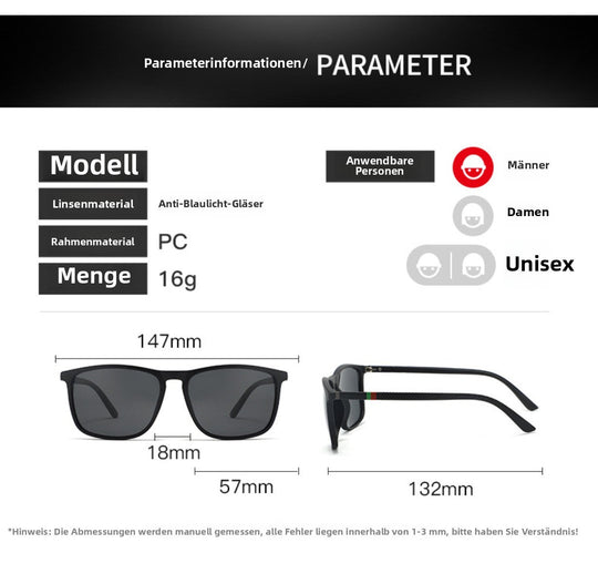 Nord Taschen | UV-Schutz quadratische polarisierte Sonnenbrille mit großem Rahmen